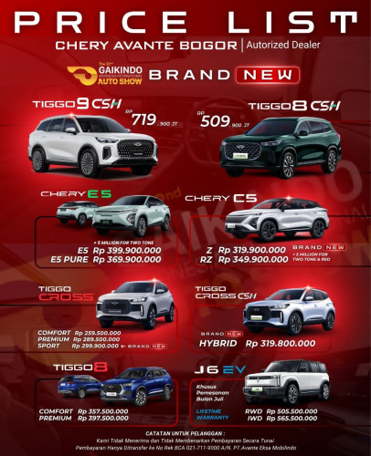 Pricelist Harga Chery legok 2025
